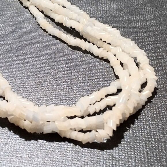 Vintage Diagonal Cut Opalescent Tube Bead Multi-Strand Necklace - Picture 4 of 7